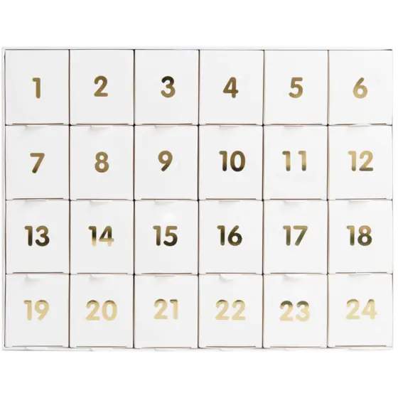 Rico Design Adventskalender zum Befüllen 36,5x29x6cm Weiß-Gold