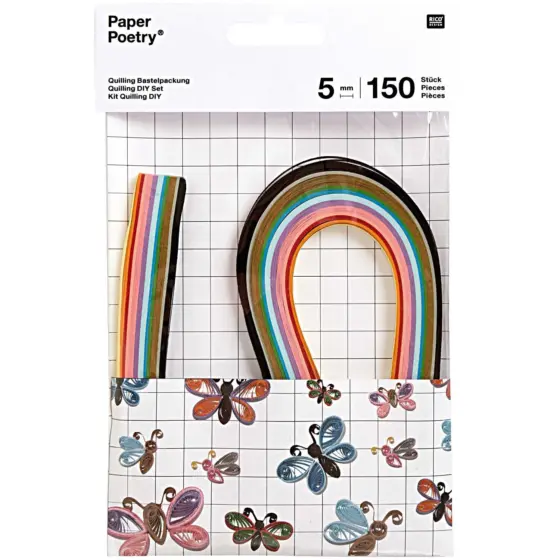 Rico Design Paper Poetry Quilling Bastelset Schmetterlinge 5mm 150 Stück