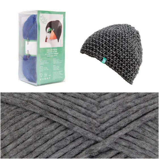 Rico Design Häkelset Mütze Wild Wild Wool uni Dunkelgrau