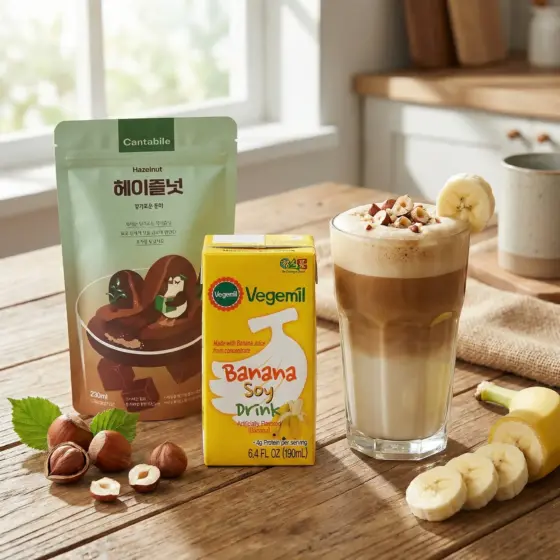 Koreanischer Milchkaffee: Vegemil Bananen Soja Milch & Cantabile Iced Haselnuss Americano Bundle