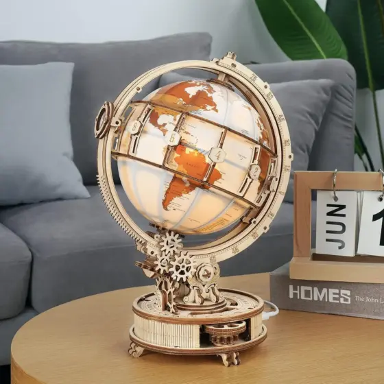 Leuchtender Globus Holzbausatz