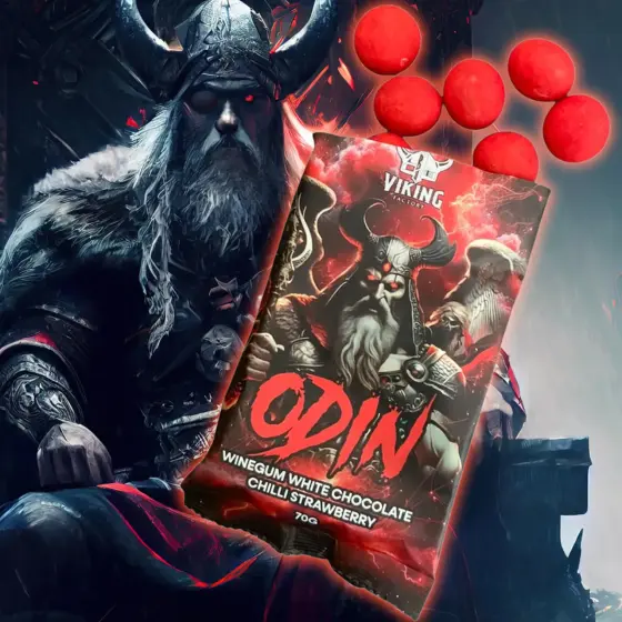 Odin - Erdbeer Weingummi mit Weißer Schokolade und Chili