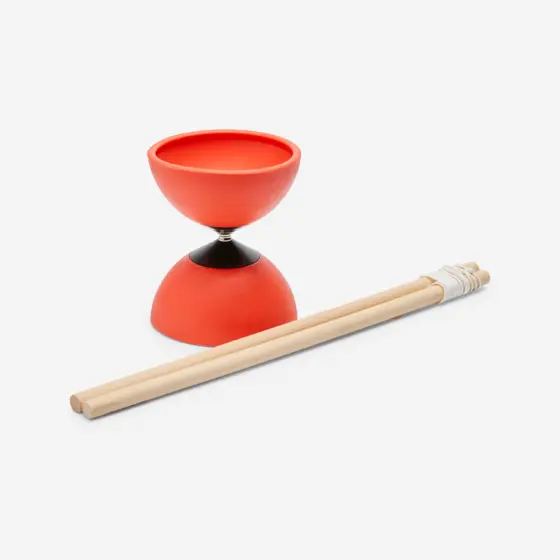 Diabolo + Handstäbe aus Holz - 100 rot