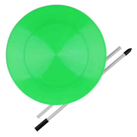 Jonglierteller (uv grün) im Set mit teilbarem Kunststoffstab, 23cm, UV reaktiv