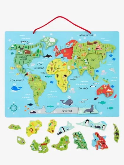 Kinder Magnet-Puzzle WELT aus Holz FSC®