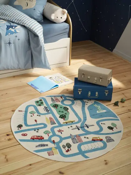 Runder Spielteppich mit Straßenmotiv CITY LIFE