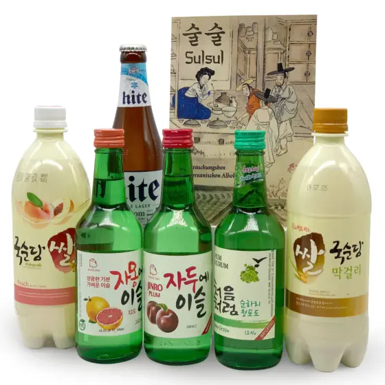 Sulsul Normal: Überraschungsbox mit 6 alkoholischen Getränken aus Korea (Bier, Soju & Reiswein)