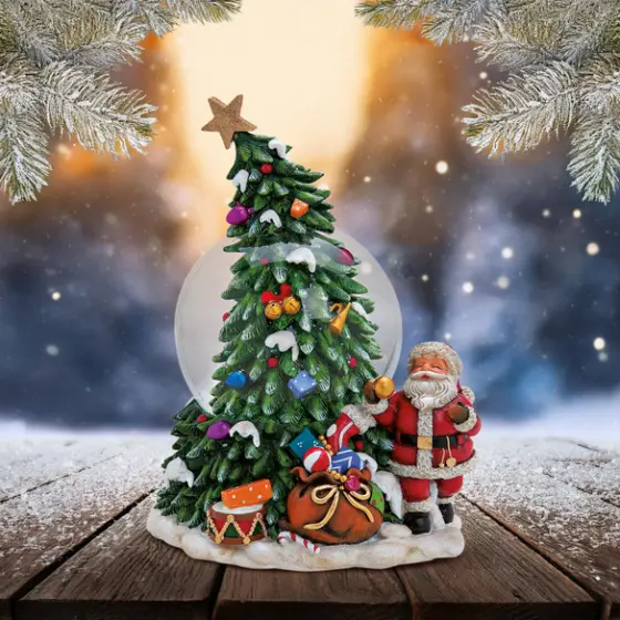 Spieluhr / Schneekugel Weihnachtsbaum und Nikolaus