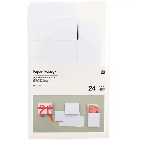 Rico Design Paper Poetry Adventskalender Boxen Set 24teilig Weiß