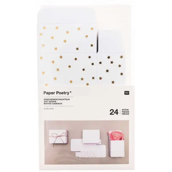 Rico Design Paper Poetry Adventskalender Boxen Set Weiß/Gold