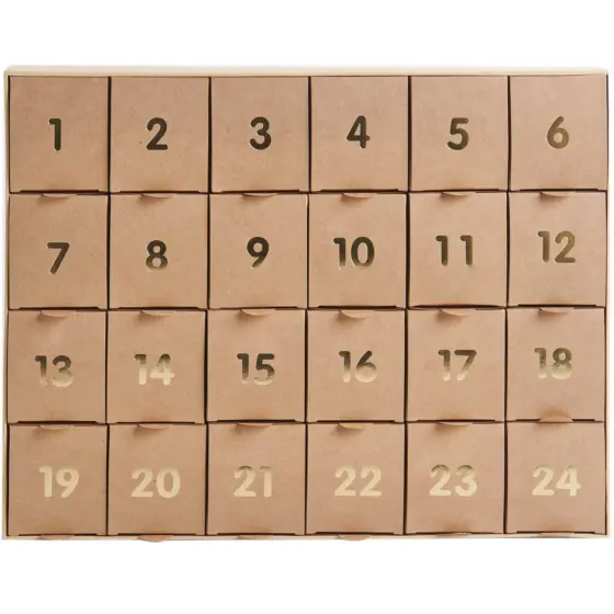 Rico Design Adventskalender zum Befüllen 36,5x29x6cm Kraftpapier-Gold