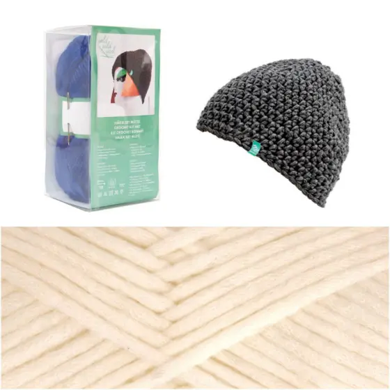 Rico Design Häkelset Mütze Wild Wild Wool uni Creme