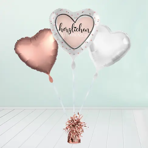 Heliumballon-Geschenk ?Herzlichen Glückwunsch? Roségold
