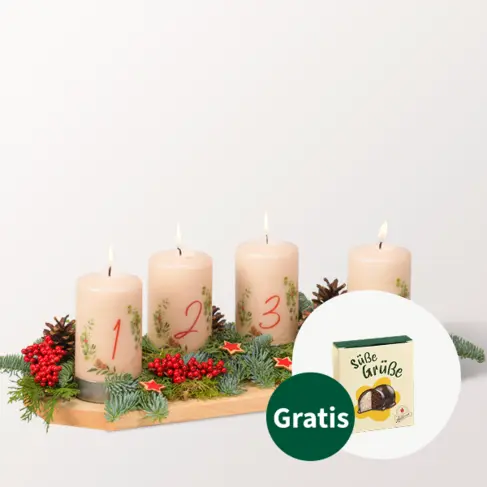 Adventsgesteck Leuchtender Advent (45 x 17 cm)