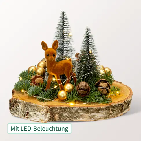 Wintertraum auf Holz mit Lichterkette