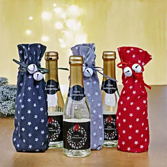 Secco-Flasche mit Geschenkbeutel "Frohe Weihnachten"