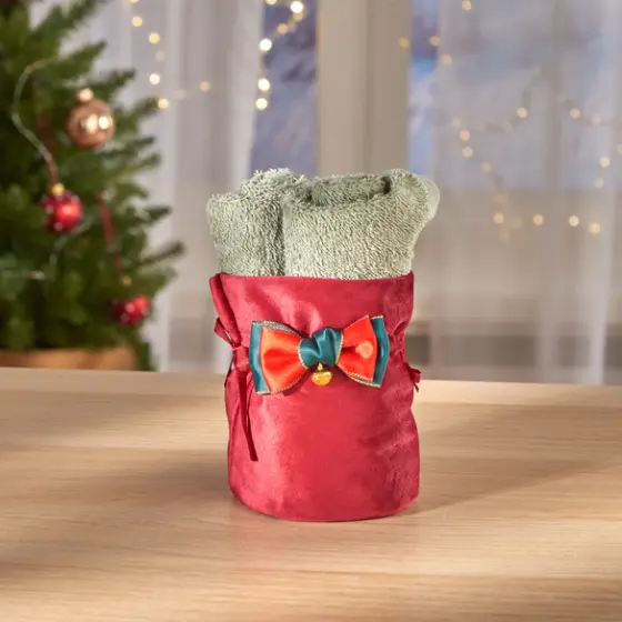 Geschenkbeutel mit Gästetüchern rot 3-tlg.