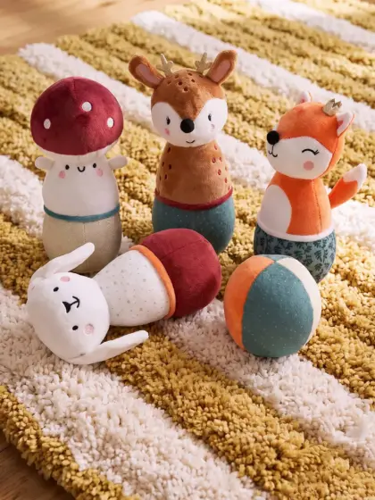 Baby Tier-Kegelspiel aus Stoff WALDFREUNDE