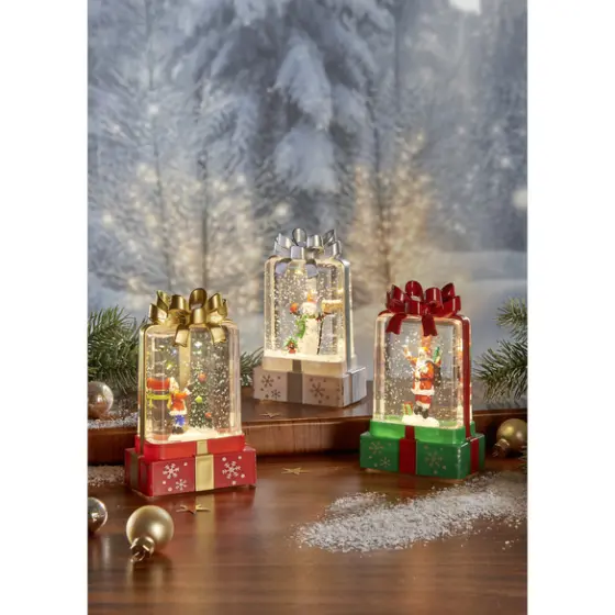 LED-Schneekugeln "Geschenk" im 3er-Set Eldo